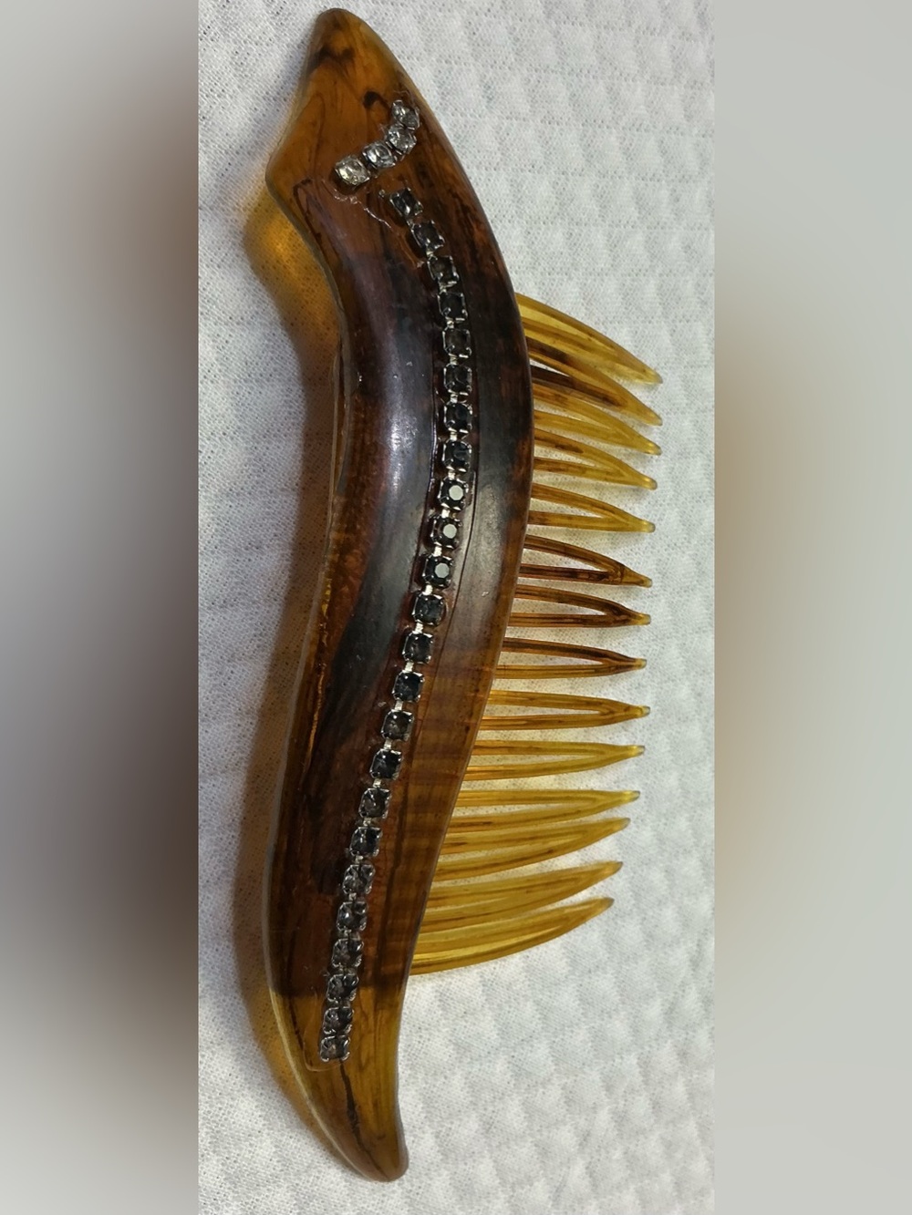 Vintage Mid-Century Faux Tortoiseshell Rhinestone Hair Comb